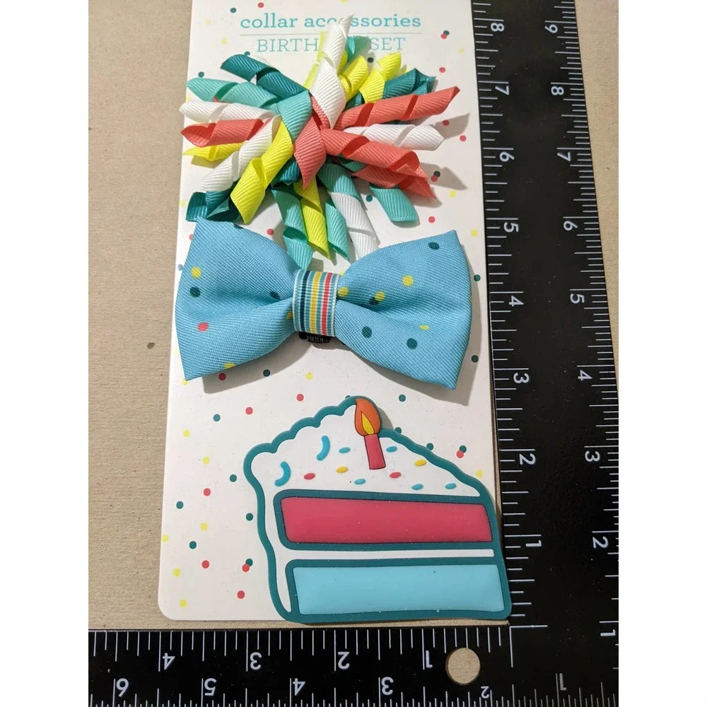 Dog Puppy Dazzlers Collar Accessories Birthday 3 Piece Set cake bow ribbon